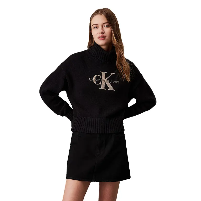 CALVIN KLEIN JEANS FELPA IN CINIGLIA CON LOGO CK DONNA J224229 BEH