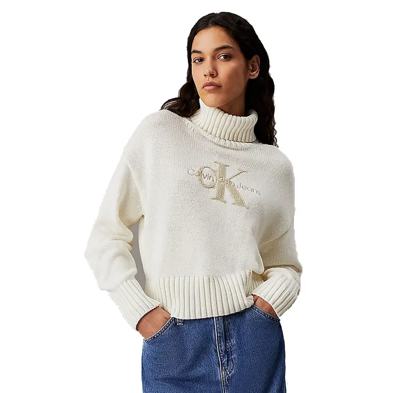 CALVIN KLEIN JEANS FELPA IN CINIGLIA CON LOGO CK DONNA J224229 YBI