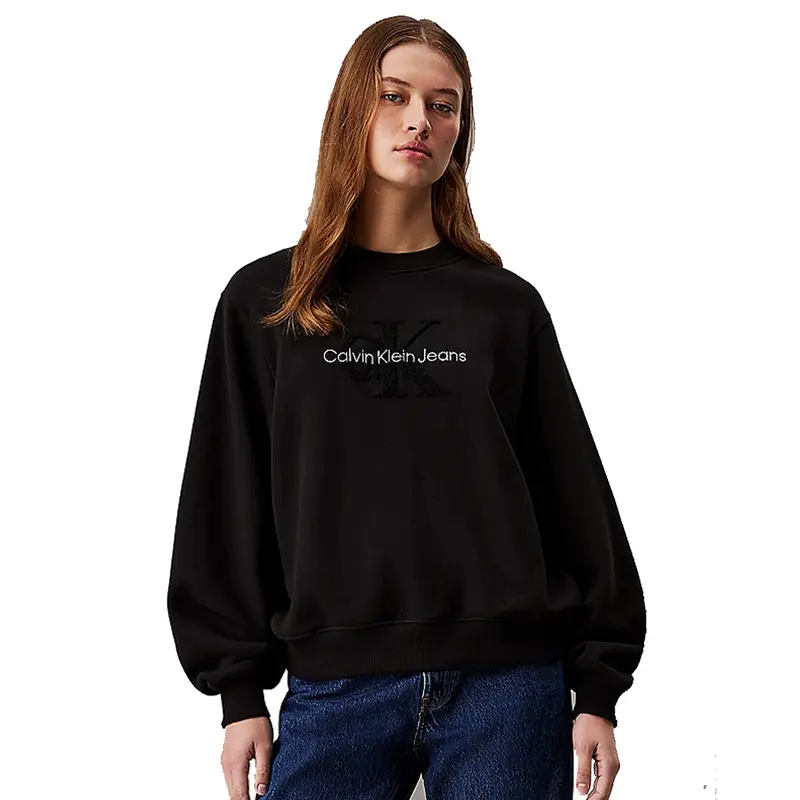 CALVIN KLEIN JEANS FELPA IN CINIGLIA MONOLOGO CALVIN KLEIN DONNA J224652 BEH