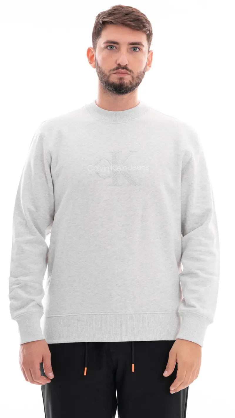 CALVIN KLEIN JEANS FELPA IN CINIGLIO GIROCOLLO MONOLOGO UOMO J326144 P6G
