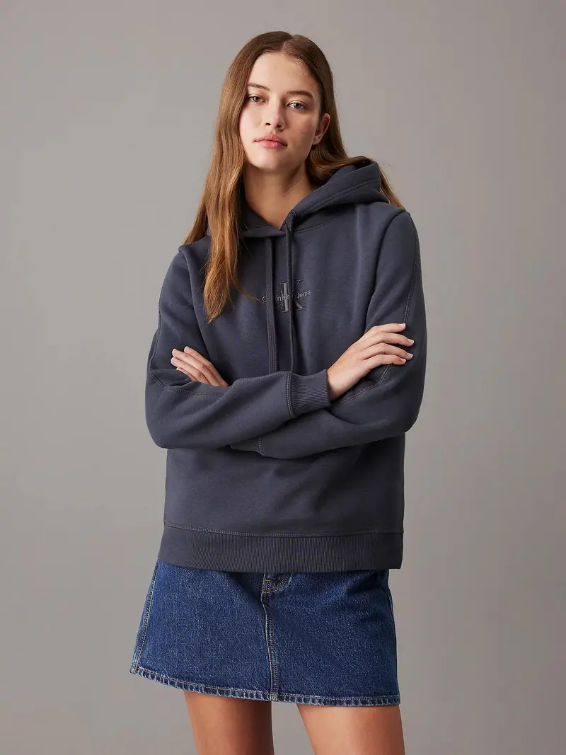 CALVIN KLEIN JEANS FELPA MONOLOGO CON CAPPUCCIO DONNA J223536 BAN
