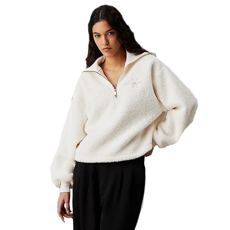 CALVIN KLEIN JEANS FELPA SHERPA MEZZA ZIP DONNA J224180 YBI