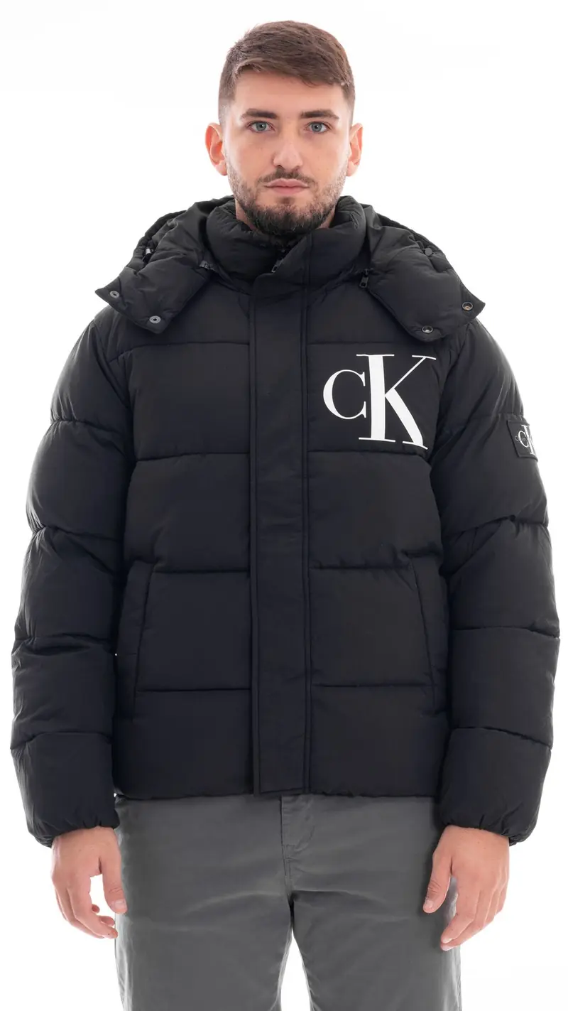 CALVIN KLEIN JEANS GIUBBOTTO CON CAPPUCCIO LOGO CK UOMO J326104 BEH