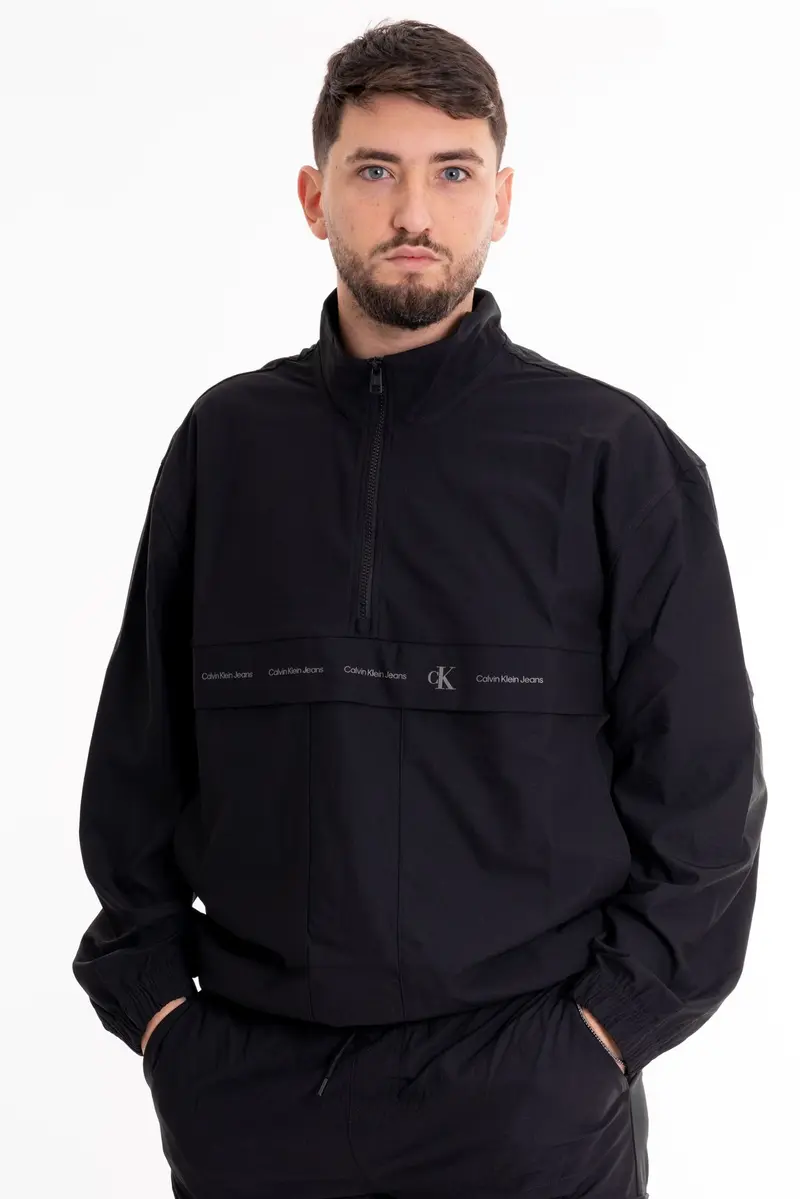 CALVIN KLEIN JEANS M FELPA TECHNICAL LOGO REPERAT HALF ZIP J324954 BEH