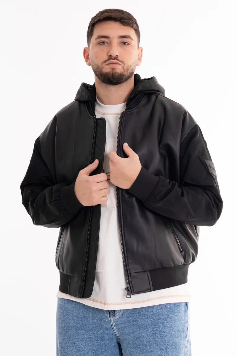 CALVIN KLEIN JEANS M GIUBBOTTO FAUX LEATHER BOMBER J324597 BEH