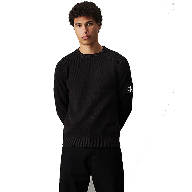 CALVIN KLEIN JEANS MAGLIONE GIROCOLLO CON LOGO SU MANICA UOMO J323989 BEH