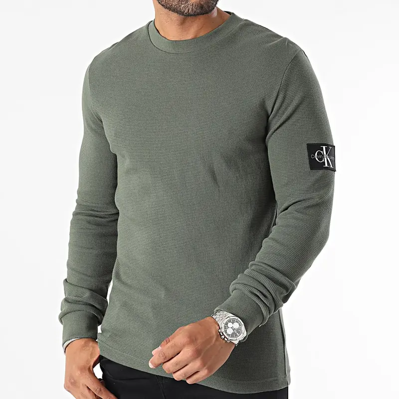 CALVIN KLEIN JEANS MAGLIONE GIROCOLLO CON LOGO SU MANICA UOMO J323989 CH2