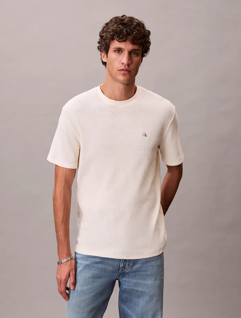 CALVIN KLEIN JEANS T-SHIRT WAFFLE BADGE CREWNK CK UOMO LV04RD008G F7J