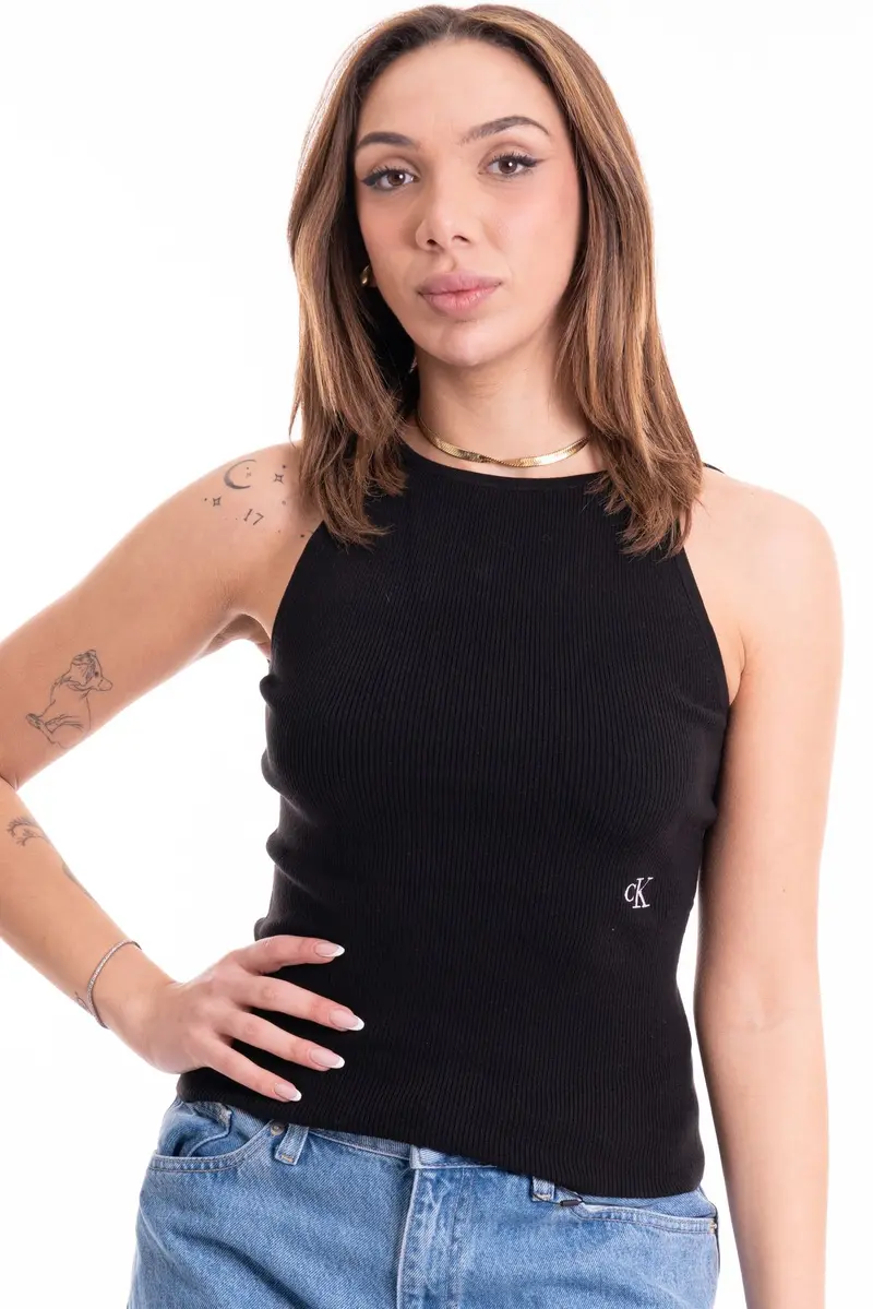 CALVIN KLEIN JEANS TOP TIE DETAIL SWEATER TANK DONNA J223150 BEH
