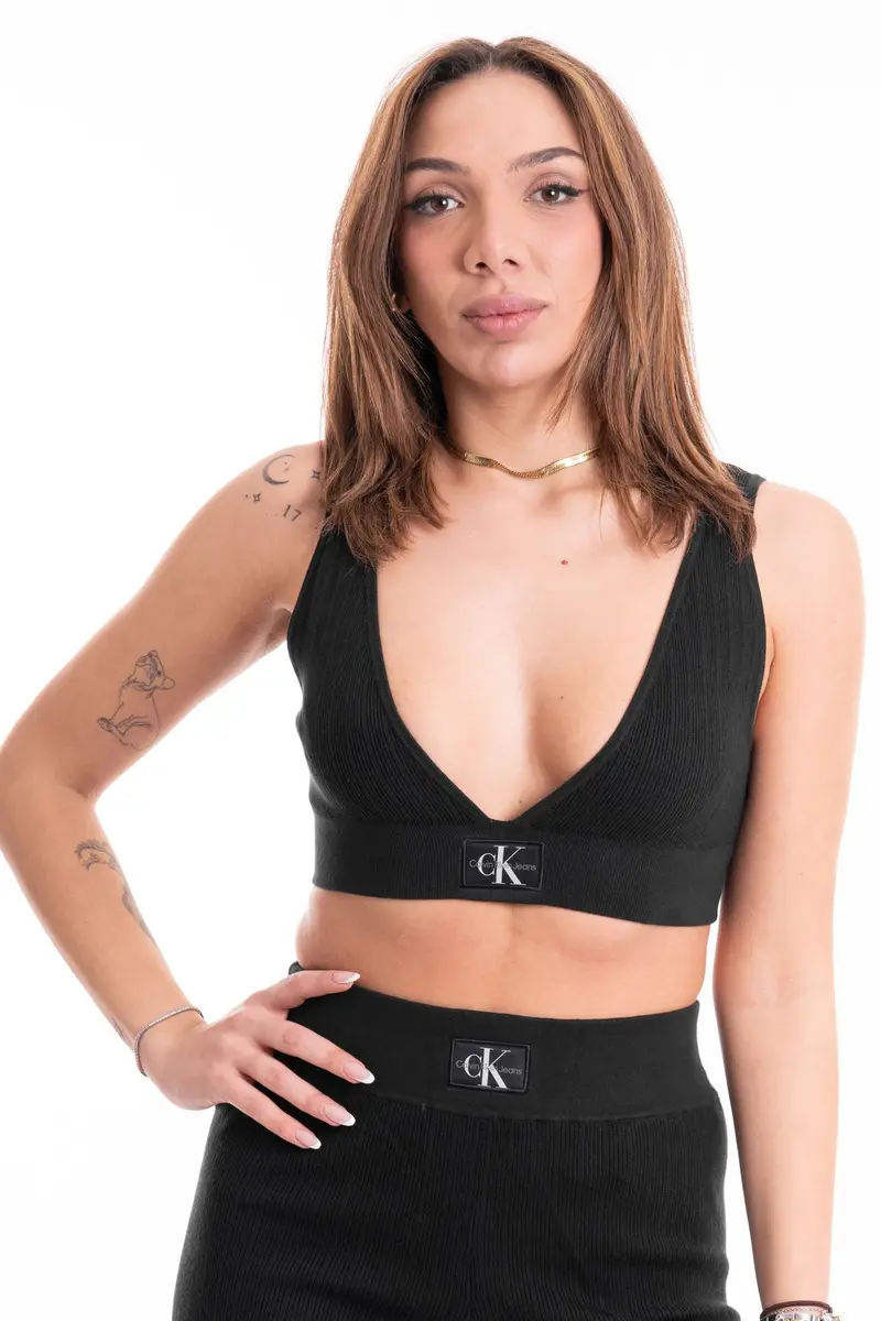 CALVIN KLEIN JEANS W BRALETTE VARIEGATED RIB SWEATER J222625 BEH