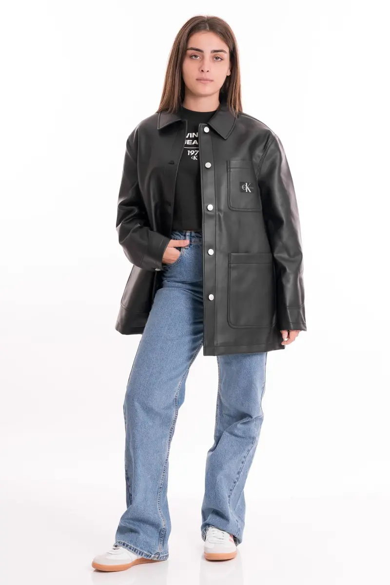 CALVIN KLEIN JEANS W FAUX LEATHER UTILITY JACKET J221592