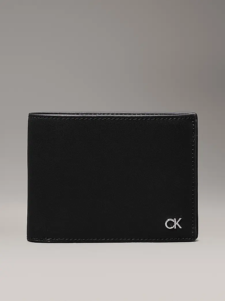 CALVIN KLEIN PORTAFOGLI TRIFOLD CON PLACCA IN METALLO 10CC CON LOGO UOMO K512291 BEH