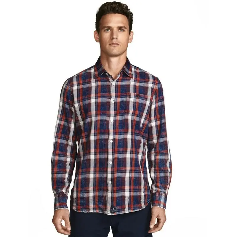 Camicia da uomo North Sails a scacchi blu e rossi