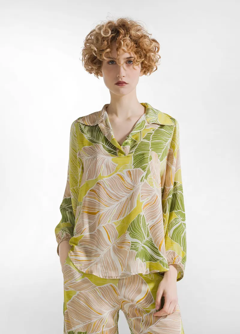 CAMICIA IN RASO STAMPATO BEIGE