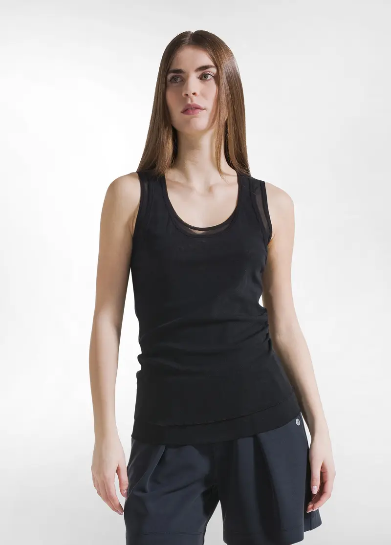 CANOTTA DOPPIO STRATO IN TULLE NERO