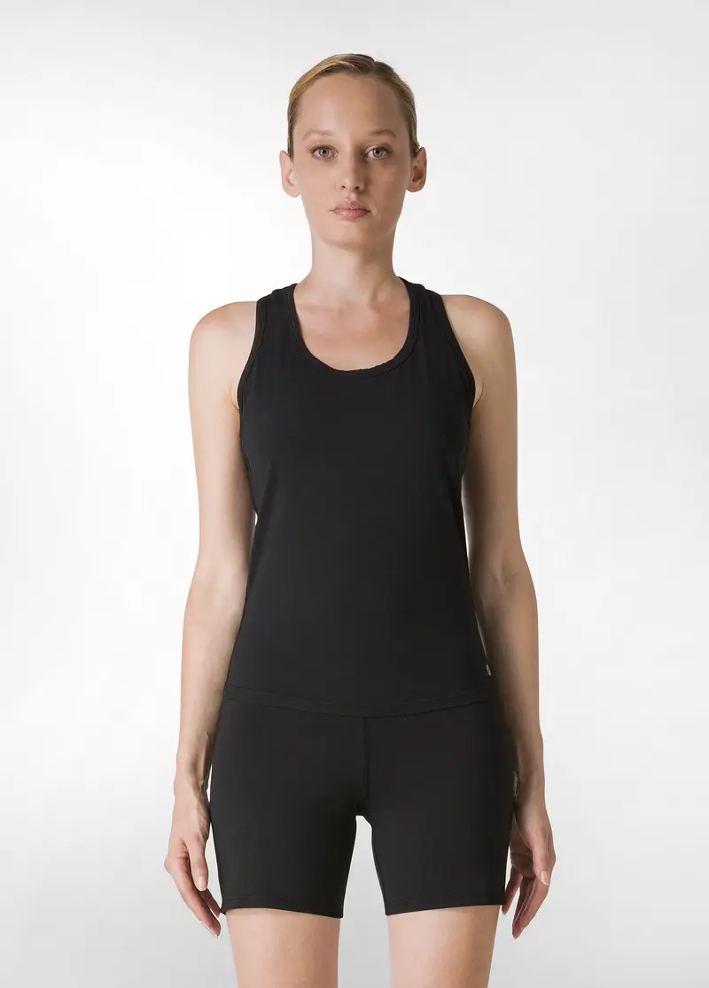 CANOTTA SPORTIVA IN JERSEY STRETCH NERO