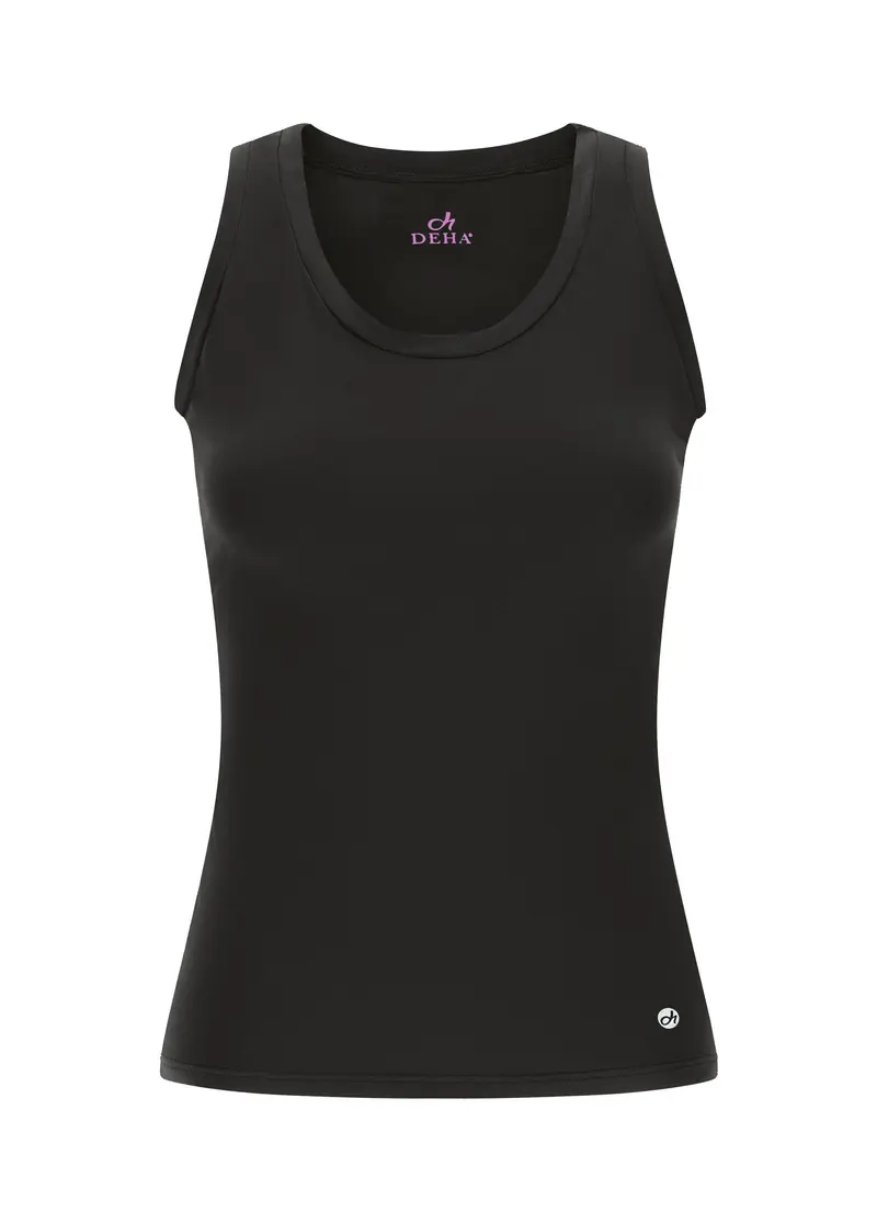 CANOTTA STRETCH COLORE UNITO CON SPALLINE LARGHE N