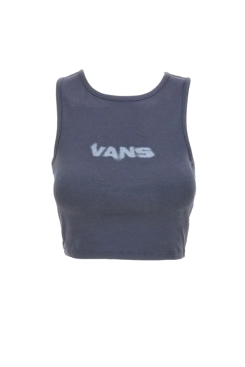 Canotta Top corto grigio con logo sfumato Vans Blur Fitted Crop Tank A