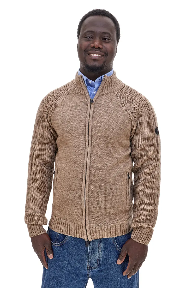 Cardigan beige con zip in misto lana  No Limits MAJU021W25