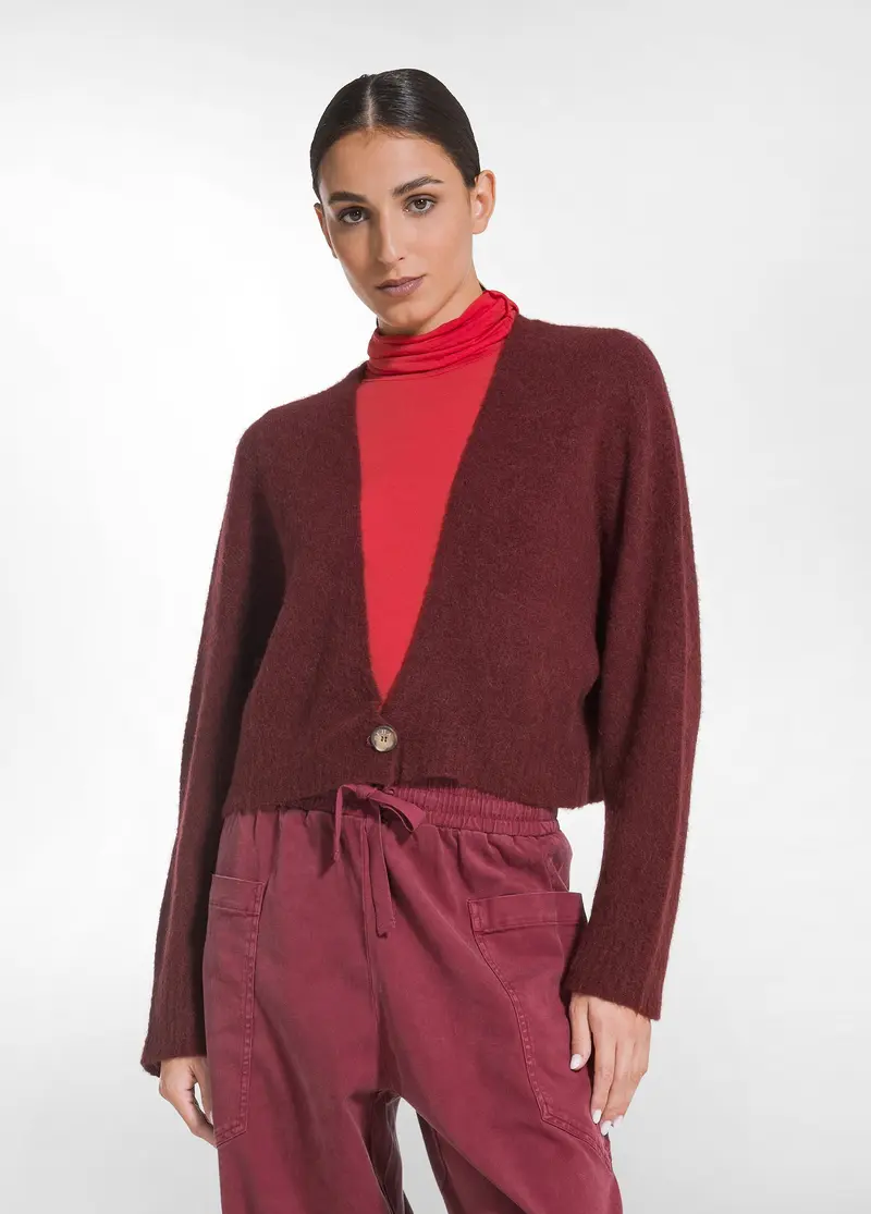 CARDIGAN CORTO IN ALPACA ROSSO