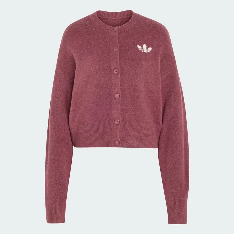 CARDIGAN IN MAGLIA DONNA ADIDAS ORIGINALS ESSENTIALS KNIT ROSA BORDEAUX
