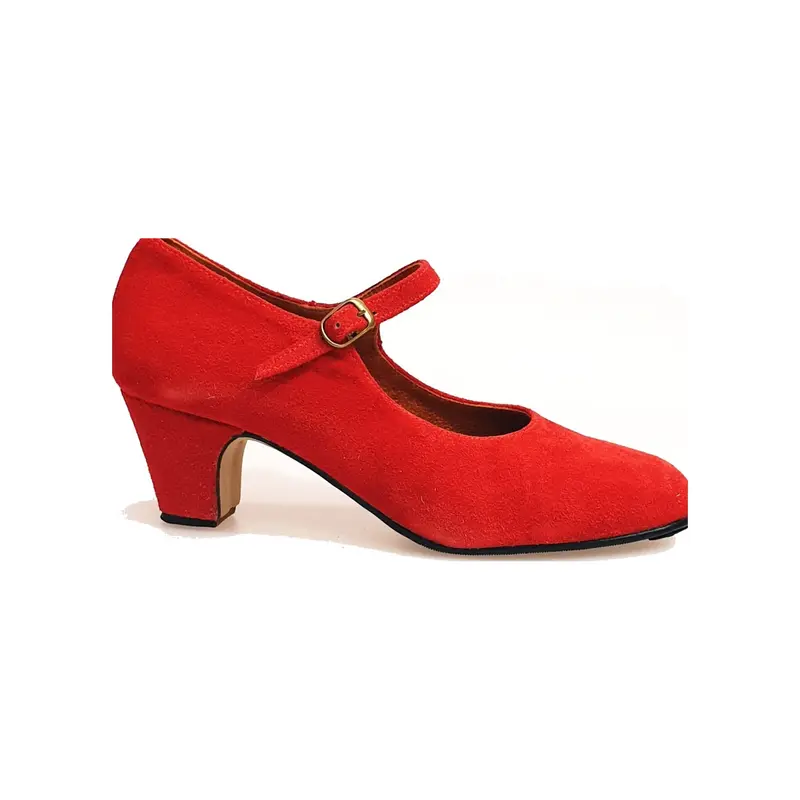 Carmen (B) - Scarpa Decoltè Da Flamenco in Camoscio Rosso con Chiodi Ribattuti a Mano