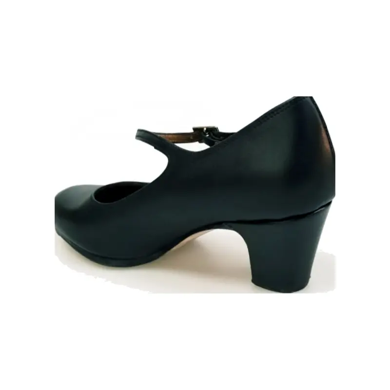 Carmen (B) - Scarpa Decoltè Da Flamenco in Pelle Nera con Chiodi Ribattuti a Mano