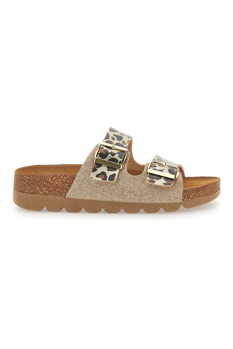 Ciabatte animalier oro con doppia fibbia PITTARELLO BIO 335P20630SR