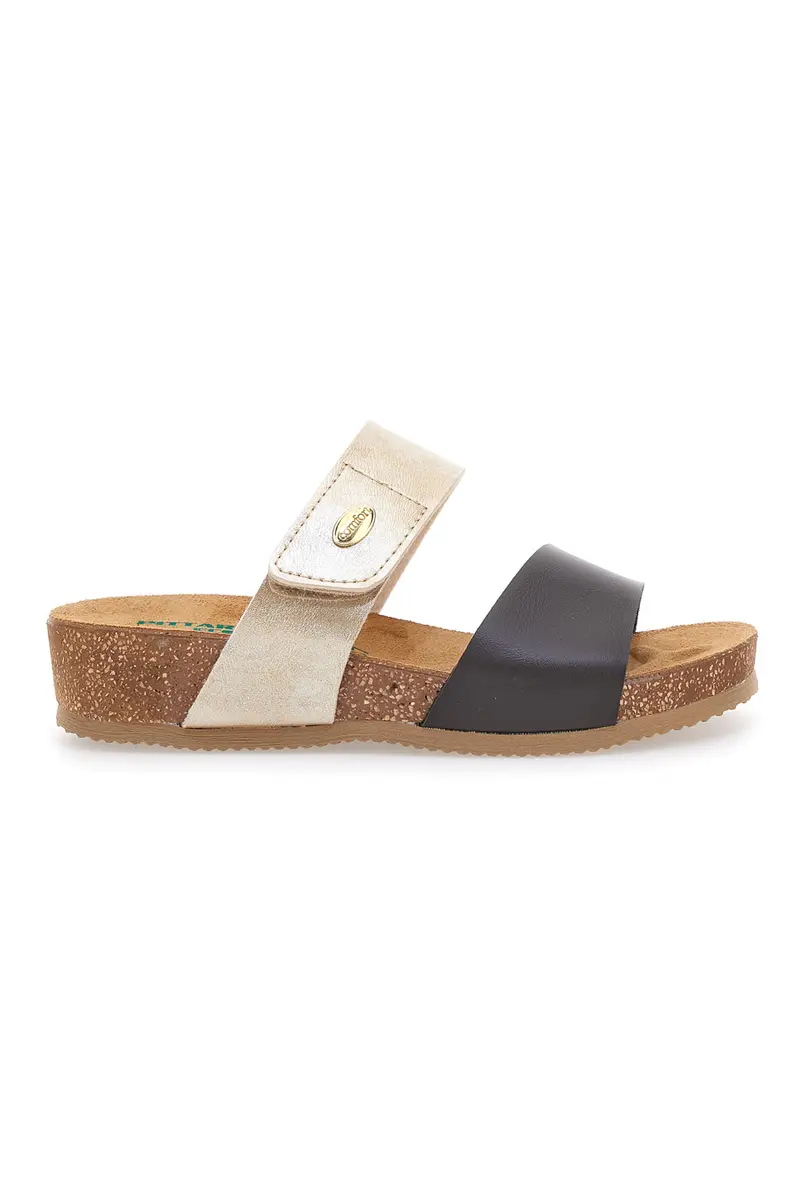 Ciabatte beige e neri con plantare comfort PITTARELLO ECO 293A480SR