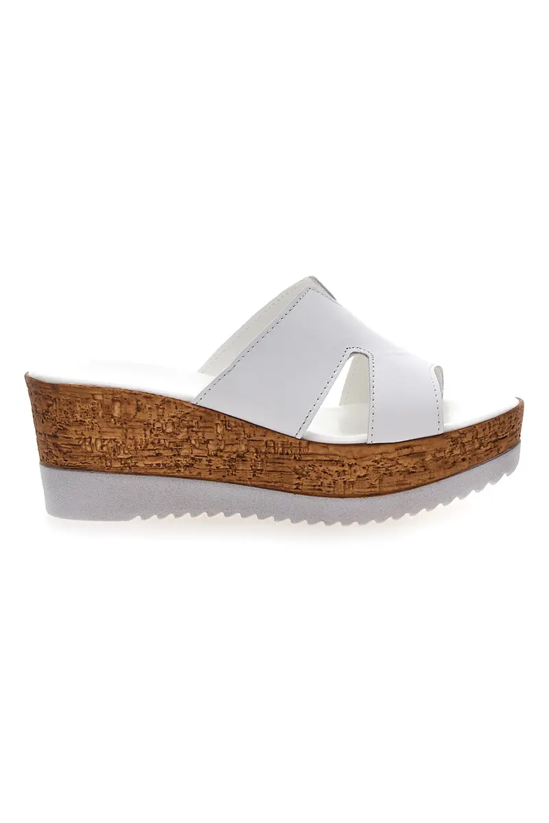 Ciabatte Bianche Con Fascia in Pelle e Platform Alto PITTARELLO 342070428
