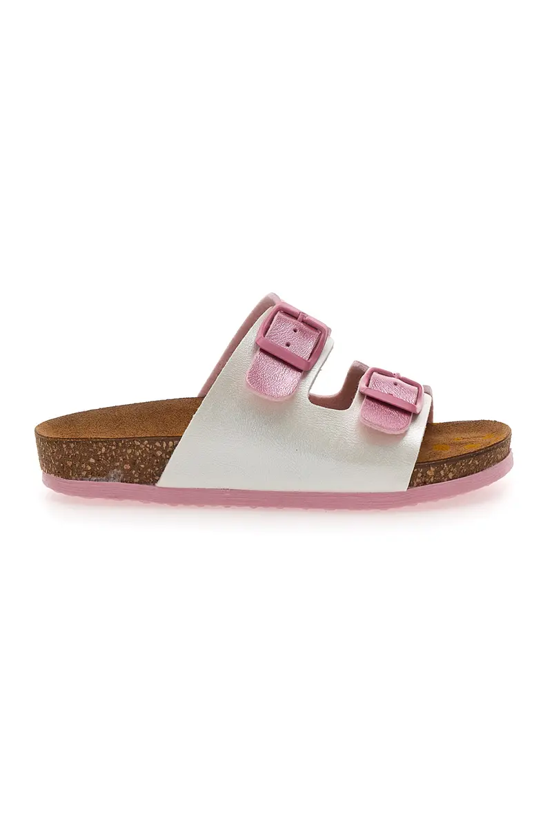 Ciabatte bianche e rosa con doppia fibbia PITTARELLO BIO 257A206SR