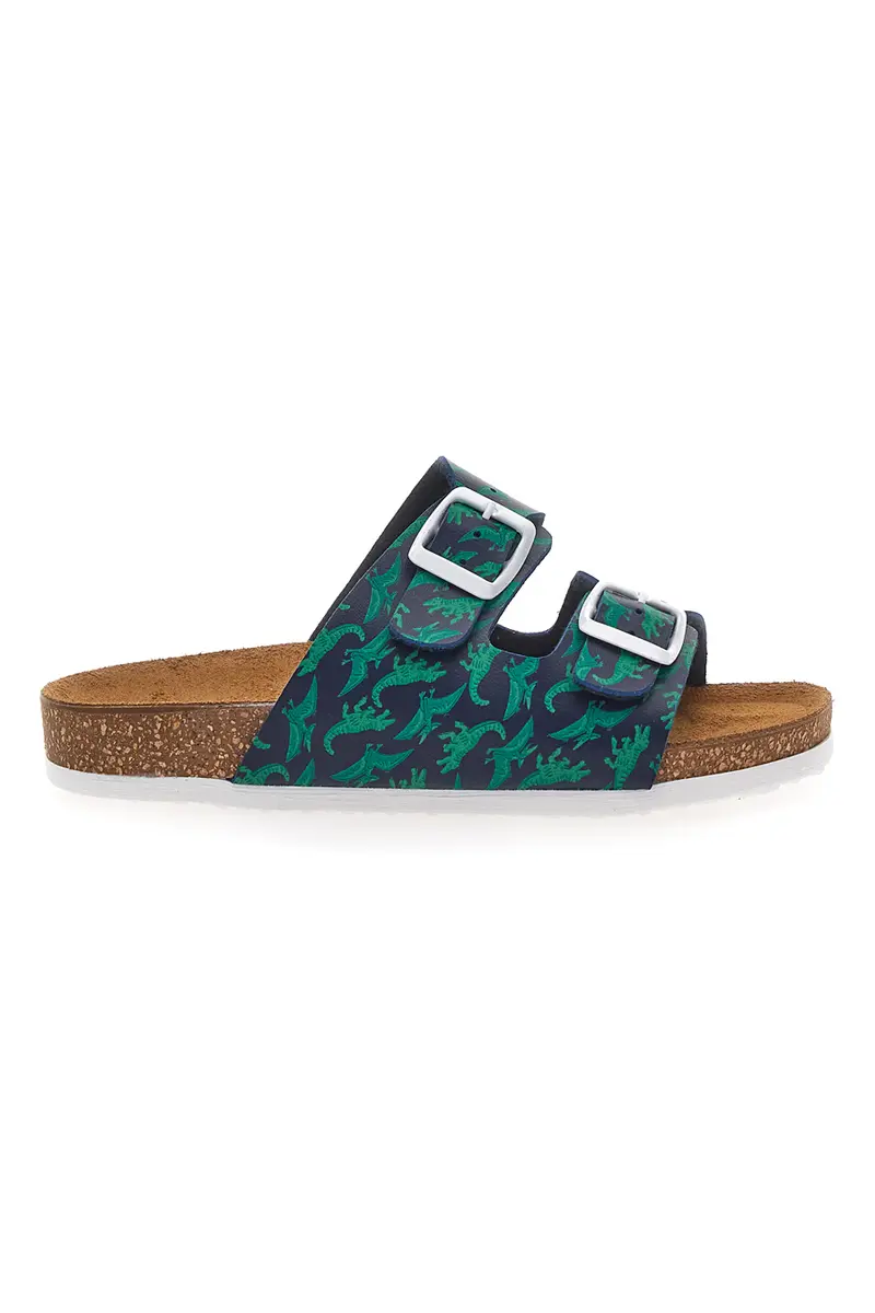 Ciabatte blu con dinosauri e doppia fibbia PITTARELLO BIO 257A206SR