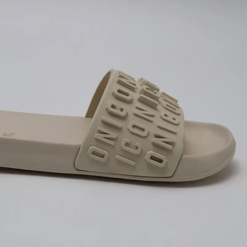 CIABATTE ICON SLIDE LOGO BEIGE & BLACK UOMO