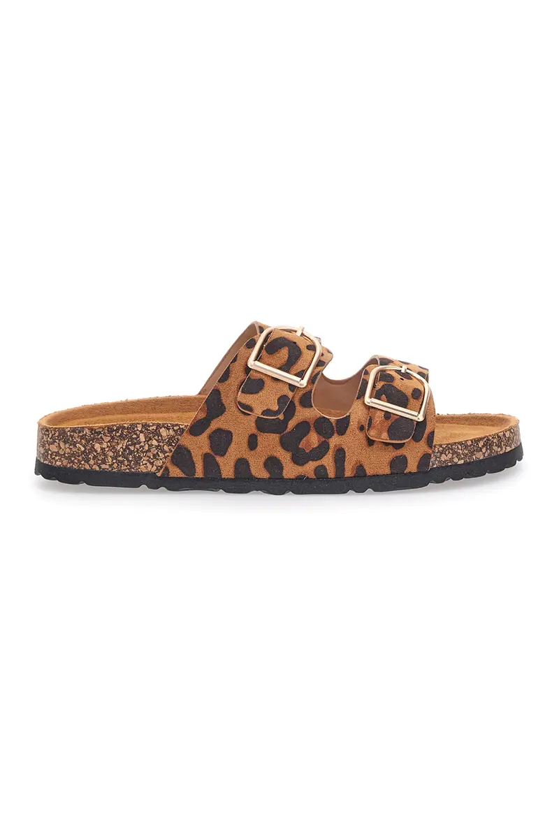 Ciabatte leopardate con doppia fibbia e plantare anatomico PITTARELLO SUN SR007