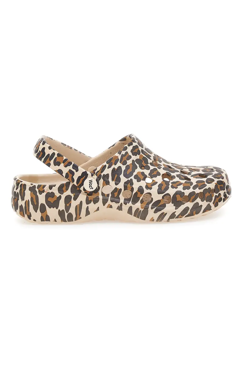 Ciabatte sabot leopardate con cinturino mobile WOZ 5