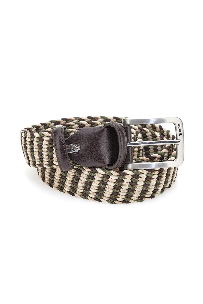 Cintura intrecciata verde e beige elastica taglia unica Basile BA1346/ELASTICO