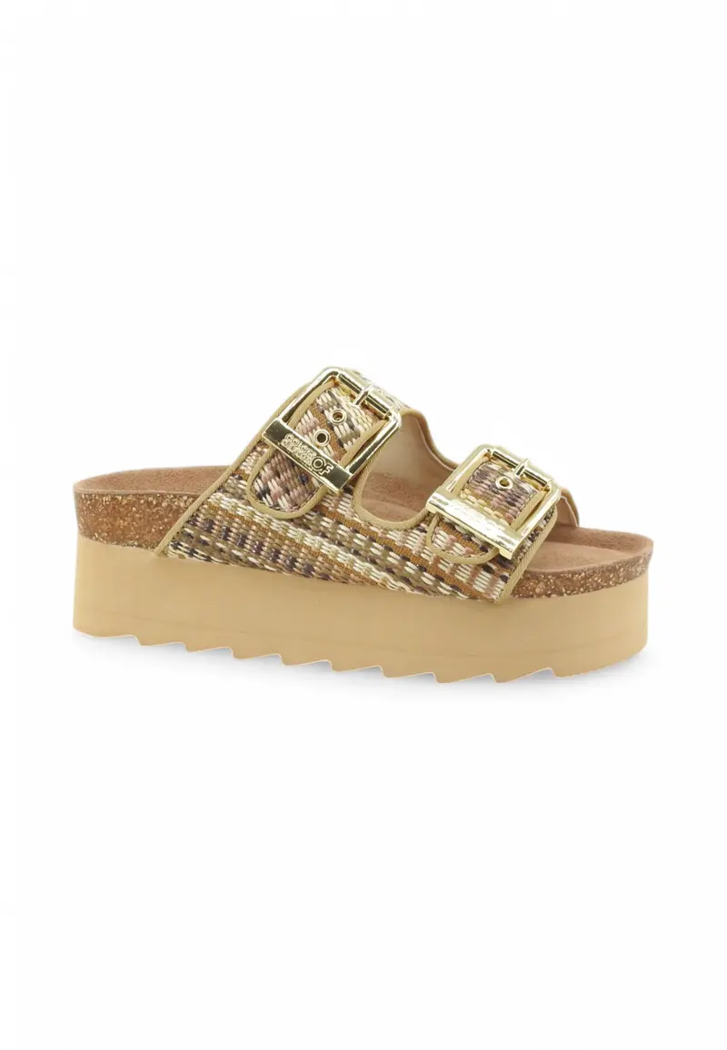 COLORS OF CALIFORNIA SANDALO PLATFORM IN RAFIA CON DOPPIA FIBIA BES500 NAT