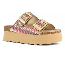 COLORS OF CALIFORNIA SANDALO PLATFORM IN RAFIA CON DOPPIA FIBIA BES500 PINK