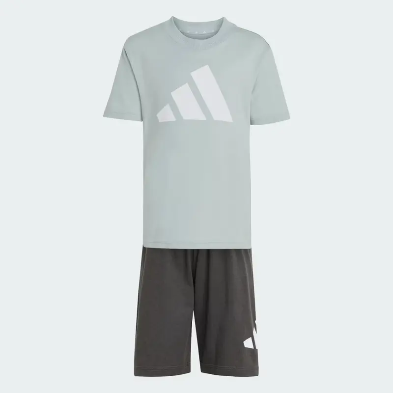 COMPLETINO ADIDAS ESSENTIALS LOGO TEE & SHORTS GRIGIO