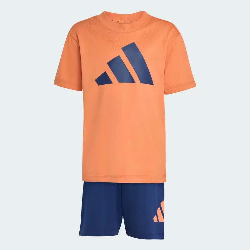 COMPLETINO ADIDAS ESSENTIALS T-SHIRT E SHORTS ARANCIONE/BLU