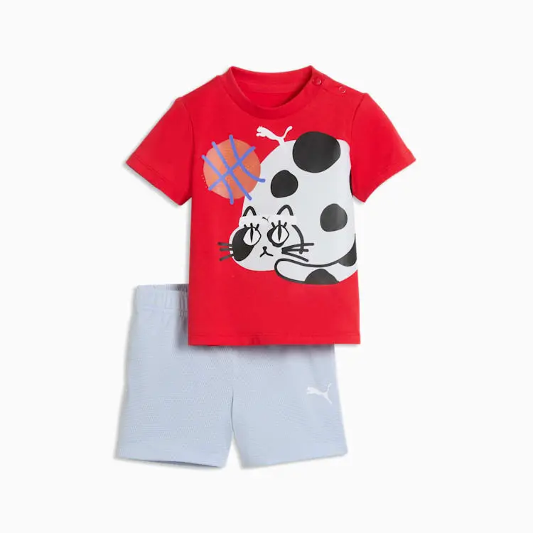 COMPLETINO PUMA® SPORTY CATS TEE AND SHORTS SET ROSSO
