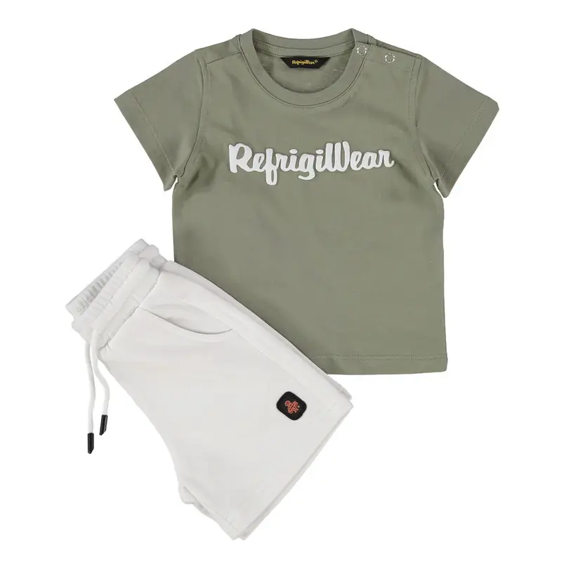 COMPLETINO REFRIGIWEAR T-SHIRT SALVIA E SHORTS BIANCHI