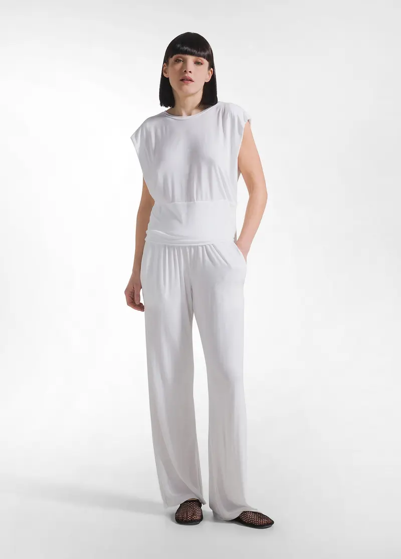 COMPLETO T-SHIRT E PANTALONE DRITTO IN VISCOSA STRETCH BIANCO