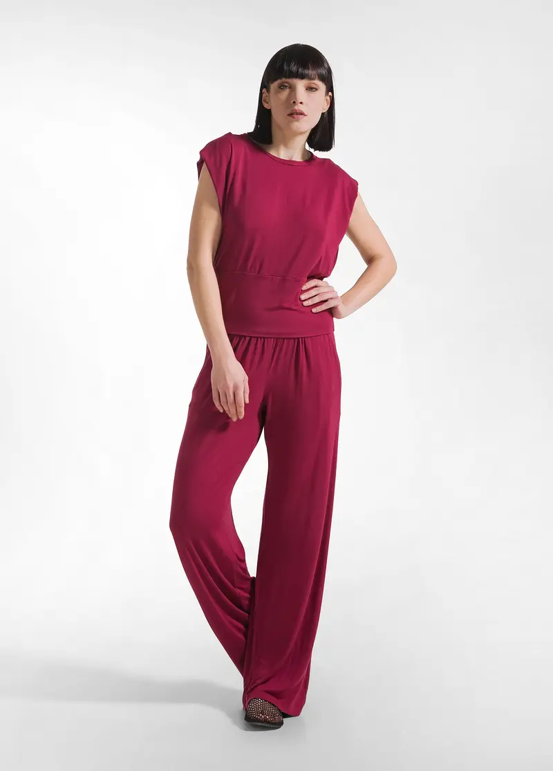 COMPLETO T-SHIRT E PANTALONE DRITTO IN VISCOSA STRETCH ROSSO