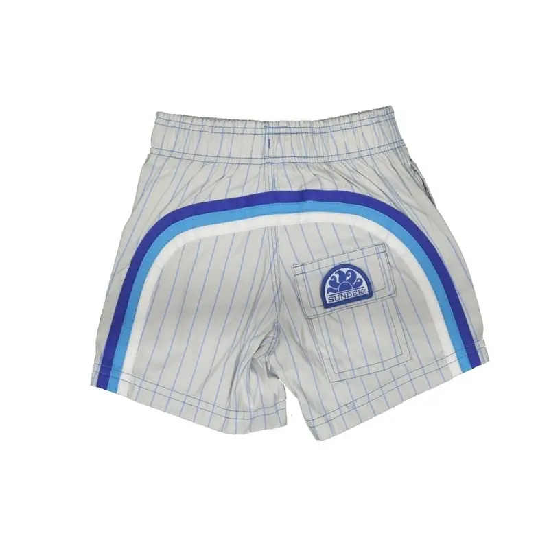 Costume Sundek da bambino colore bianco a righe celesti