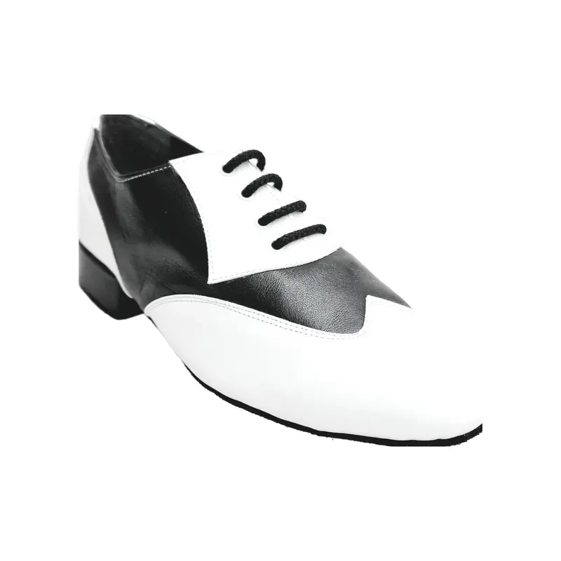 COTISO (108N) - Stringata a Coda di Rondine Mod. Oxford in Pelle Bianca e Pelle Nera - Salsa