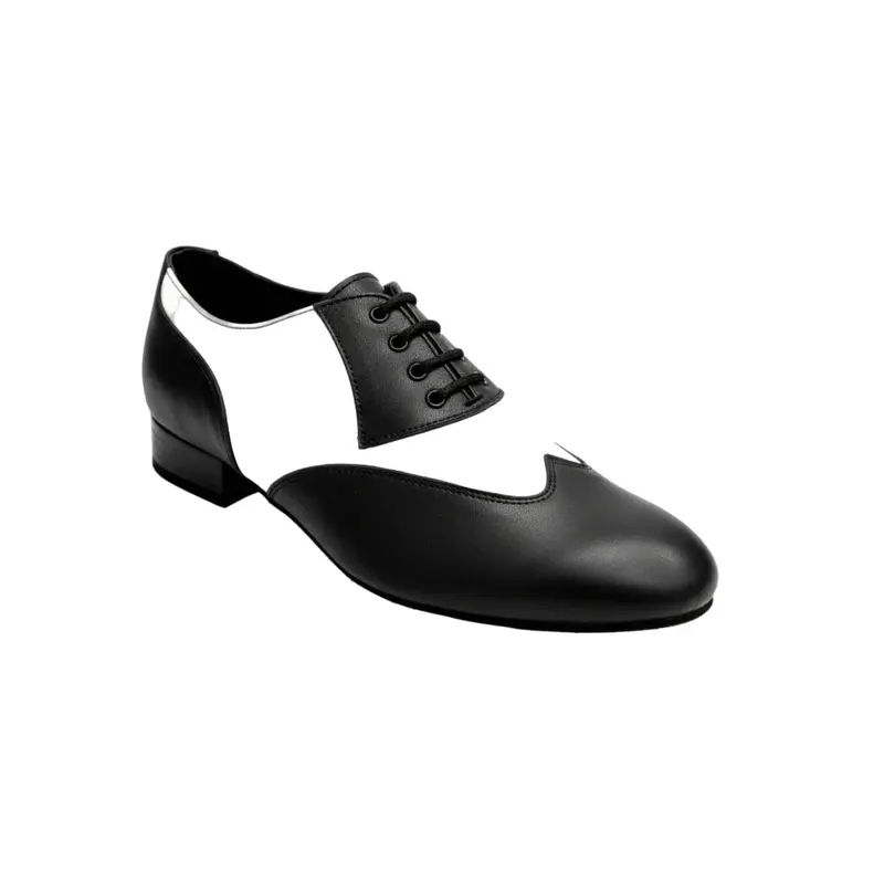 COTISO (108N) - Stringata a Coda di Rondine Mod. Oxford in Pelle Nera e Pelle Bianca - Salsa