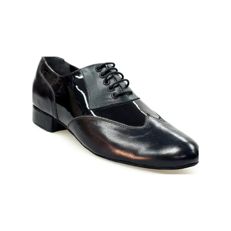 COTISO (108N) - Stringata a Coda di Rondine Mod. Oxford in Pelle Nera e Vernice Nera - Standard