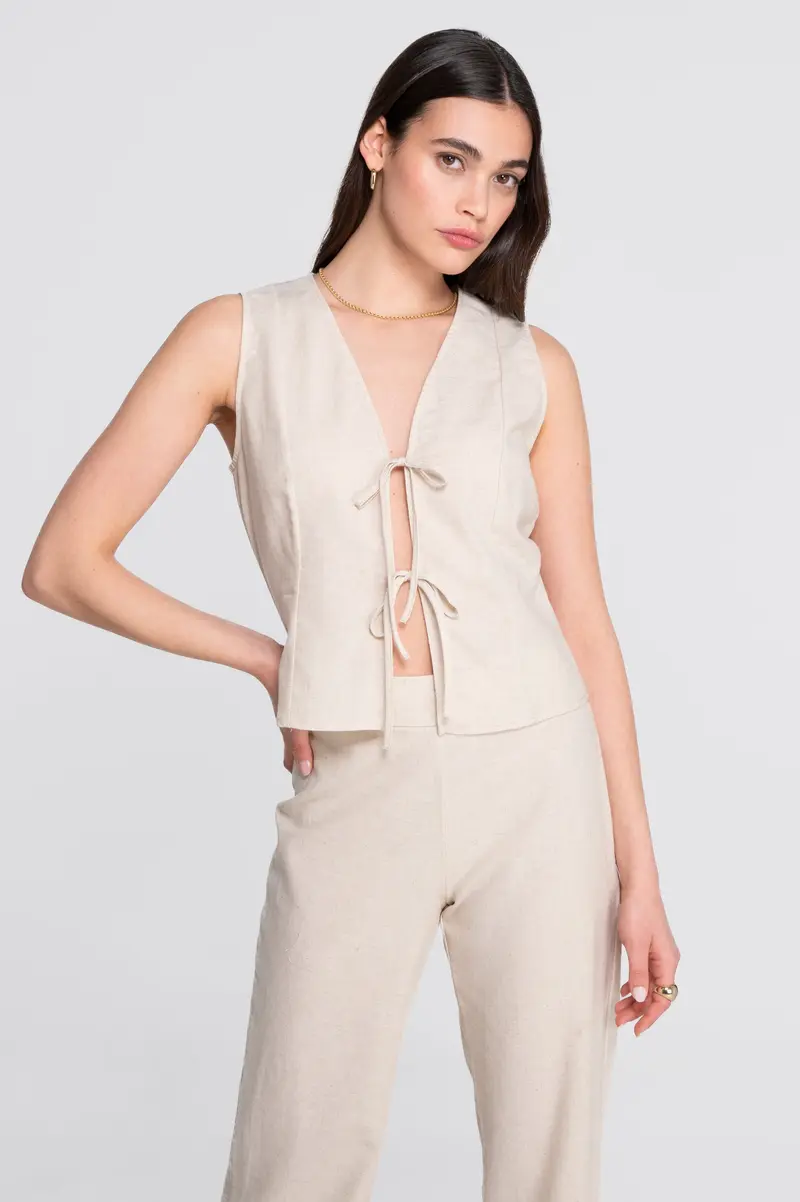 Cotton-linen sleeveless vest 7551CL