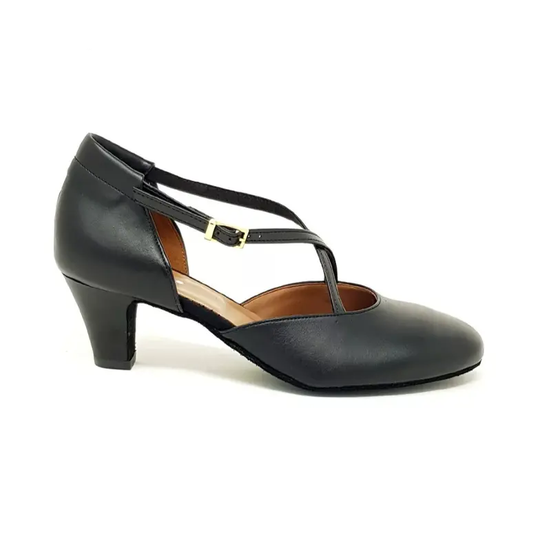 Cuccarini (458) - Scarpa da Ballo Standard Donna Semichiusa in vera Pelle Nera